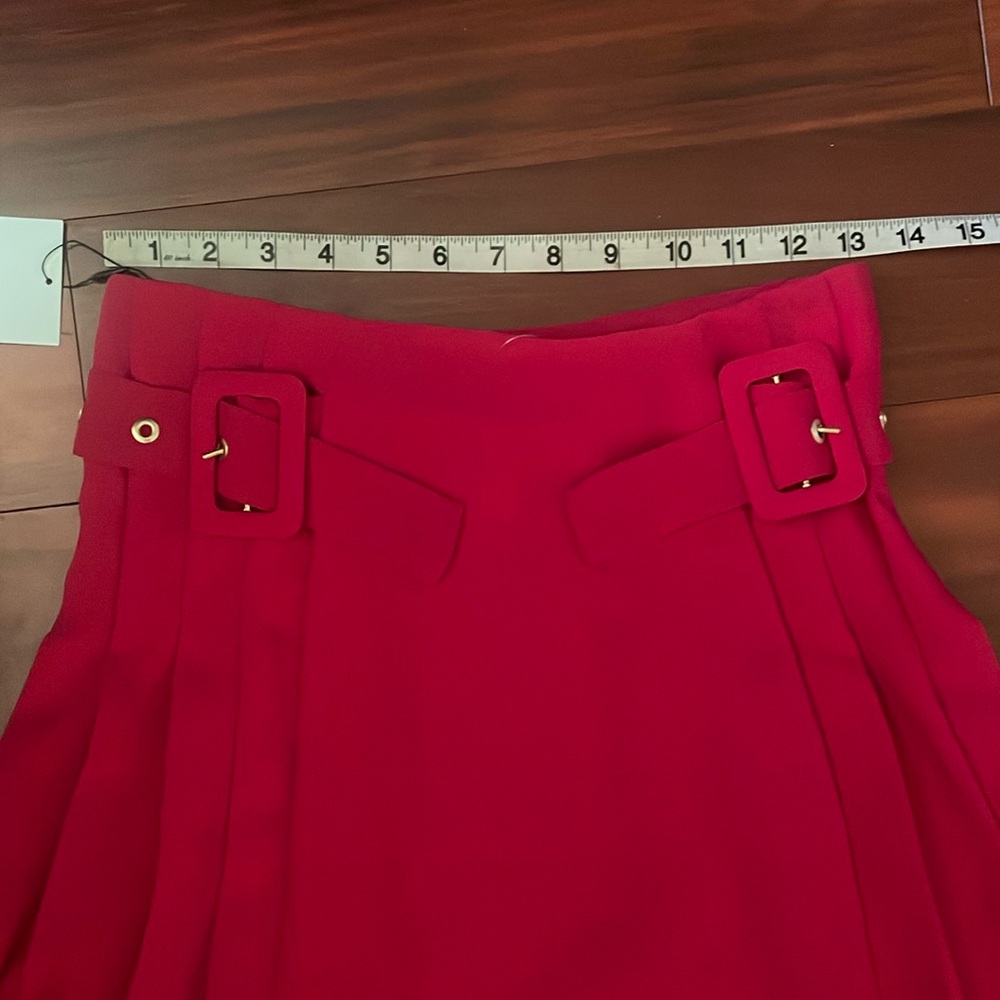 NEW ZARA PLEATED BUCKLED MINI SKIRT RASPBERRY 9878/092 NWT - Picture 13 of 16